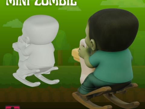 Minecraft Mini Zombie on Rocking Horse STL Inspired Design Modelo de Impressão 3D