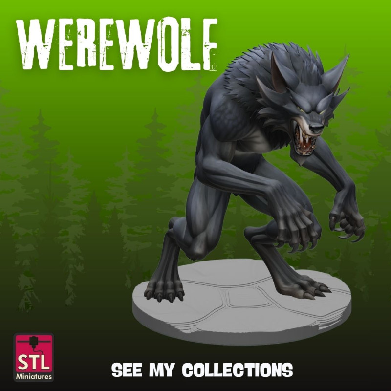 Werewolf Horror Statue STL Detailed Collectible Model 3D Print Model .c4d .max .obj .3ds .fbx .stl .blend 