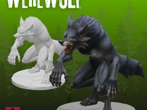 Weerwolf Horror Standbeeld STL Gedetailleerd Collectible Model 3D printmodel