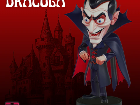 德古拉伯爵卡通雕像 STL 俏皮恐怖设计 3D 打印模型