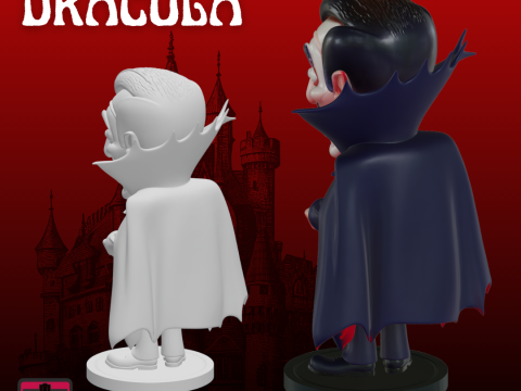 Count Dracula Cartoon Statue STL Playful Horror Design 3D Baskı Modeli