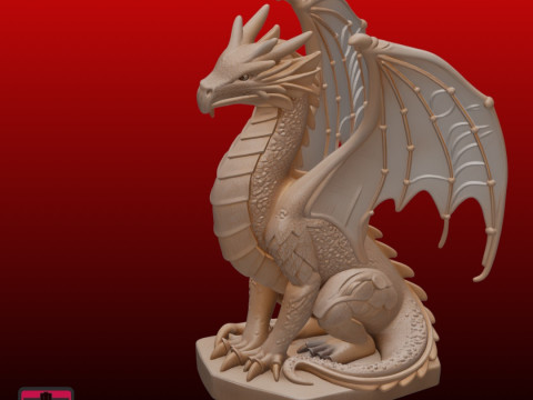 Dragon on Rock STL Simple Fantasy Statue Modelo de Impressão 3D