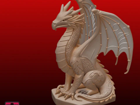 Est&aacute;tua de fantasia simples Dragon on Rock STL Modelo de Impressão 3D