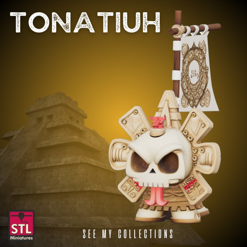 Tonatiuh-Inspired Minimal Figure STL Aztec Sun Deity 3D 打印模型 .c4d .max .obj .3ds .fbx .stl .blend