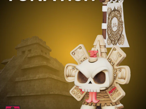 Tonatiuh-Inspired Minimal Figure STL Aztec Sun Deity 3D Print Model