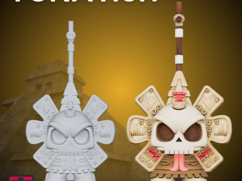 Tonatiuh-Inspired Minimal Figure STL Aztec Sun Deity 3D 打印模型