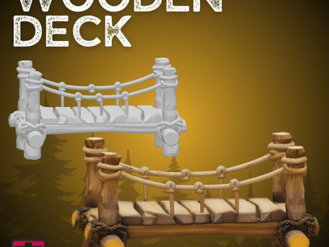 Medieval Wooden Bridge STL Fantasy Model Structure 3D Print Model