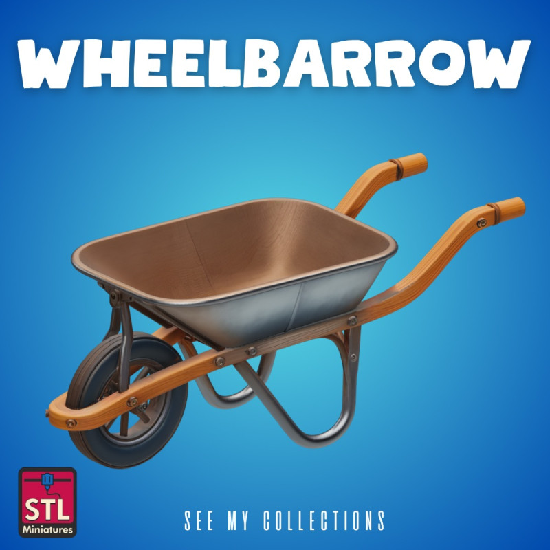 Wheelbarrow STL Scenic Model Accessory Modelo de impresión 3D .c4d .max .obj .3ds .fbx .stl .blend 