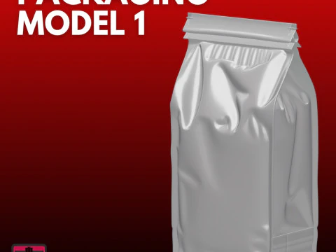 Verpakkingsmodel 1 STL rechthoekig zakje mockup 3D printmodel