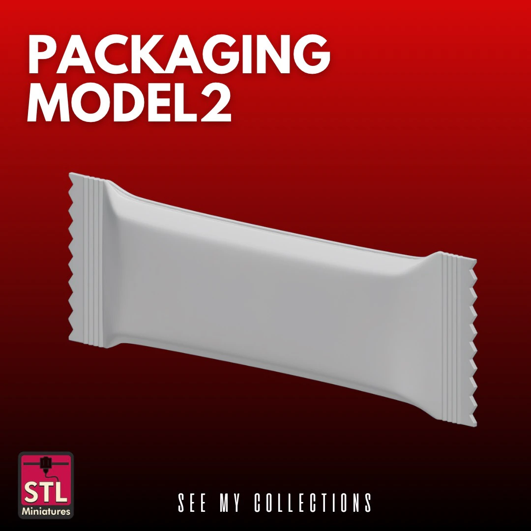 Packaging Snack Model STL Wrapper Mockup 3D Print Model .c4d .max .obj .3ds .fbx .stl .blend 