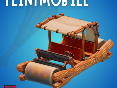 Flintstone-Style Car STL Cartoon Stone Age Vehicle 3D Print Model