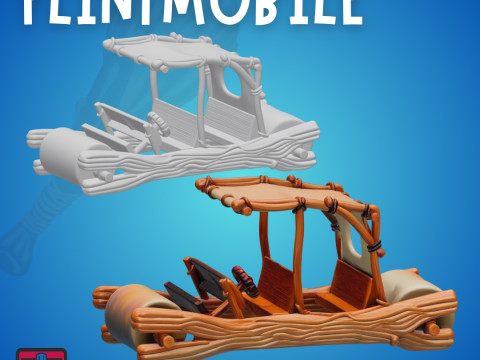 Flintstone-Style Car STL Cartoon Stone Age Vehicle Model Cetak 3D