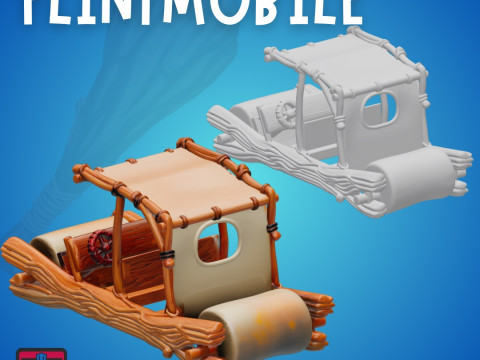 Flintstone-Style Car STL Cartoon Stone Age Vehicle Model Cetak 3D