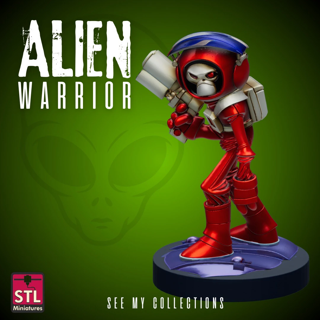 Alien Warrior STL Sci-Fi Soldier Figure 3D Print Model .c4d .max .obj .3ds .fbx .stl .blend 