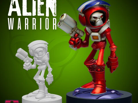 Alien Warrior STL Sci-Fi Soldier Figure 3D Print Model