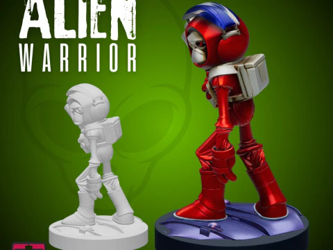 Alien Warrior STL Sci-Fi Soldier Figure 3D Print Model