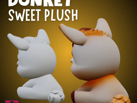 Cute Donkey STL Sweet Plush-Style Figurine 3D Print Model