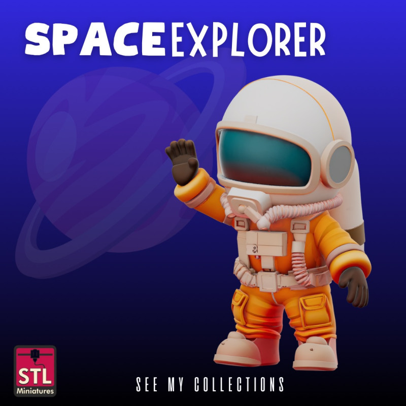 Cute Astronaut STL Cartoon-Style Space Explorer Model Cetak 3D .c4d .max .obj .3ds .fbx .stl .blend 