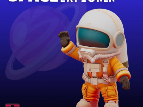 Sevimli Astronot STL Karikat&uuml;r Tarzı Uzay Gezgini 3D Baskı Modeli