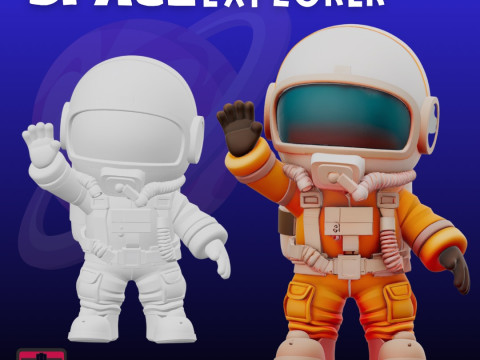 Cute Astronaut STL Cartoon-Style Space Explorer Model Cetak 3D