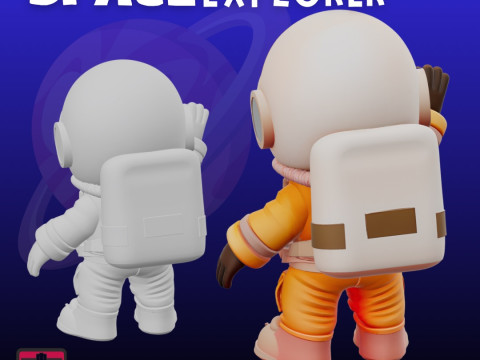 Cute Astronaut STL Cartoon-Style Space Explorer Model Cetak 3D