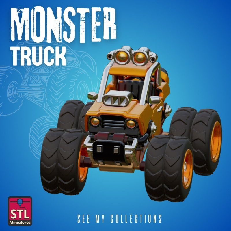 Monster Truck STL Powerful Collectible Model Modèles 3D en vedette .c4d .max .obj .3ds .fbx .stl .blend 