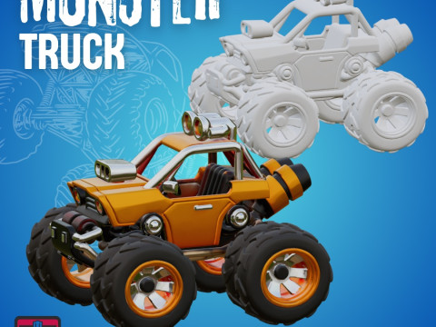 Monster Truck STL Powerful Collectible Model Modèles 3D en vedette