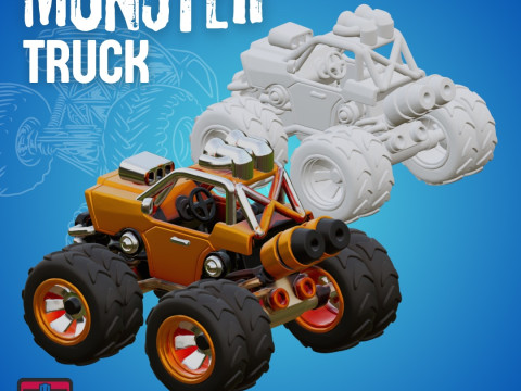 Monster Truck STL Powerful Collectible Model Modèles 3D en vedette