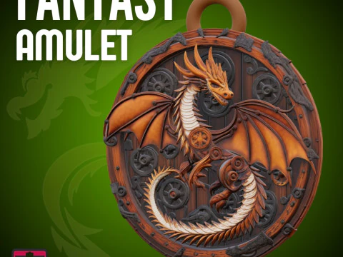 Кулон Шестеренка Дракона STL Fantasy Amulet 3D Принт Модель