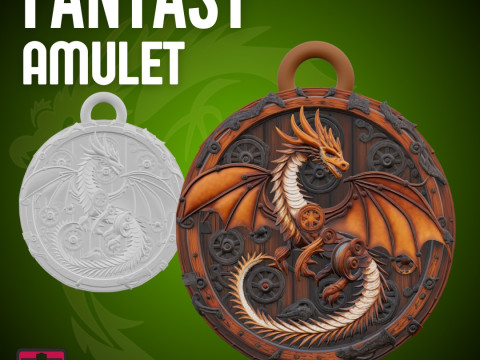 Dragon Gear Pendant STL Fantasy Amulet 3D Druckmodell