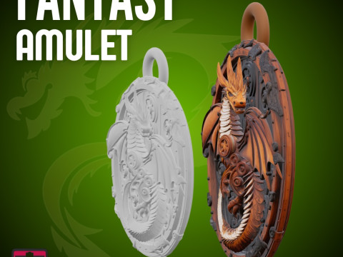 Dragon Gear Pendant STL Fantasy Amulet 3D Druckmodell