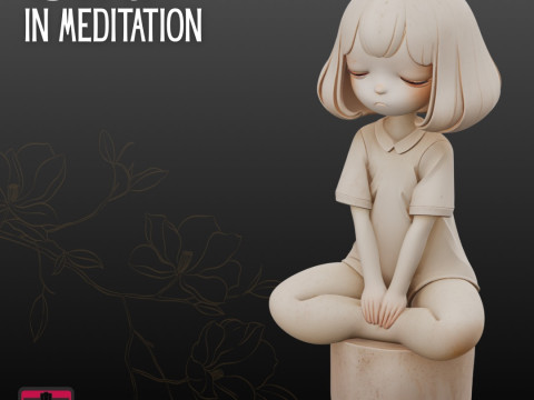 Girl in Meditation STL Minimal Modern Design Model do druku 3D