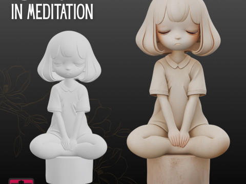 Girl in Meditation STL Minimal Modern Design 3D 프린트 모델