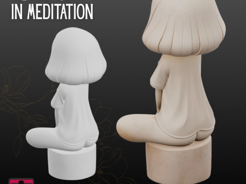 Girl in Meditation STL Minimal Modern Design 3D 프린트 모델