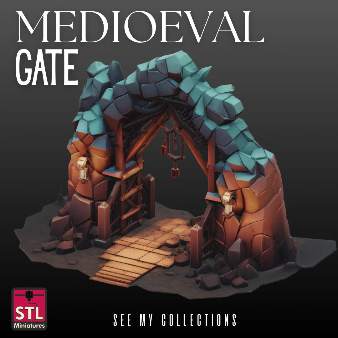 Medieval Gate STL Detailed Archway Design 3D Print Model .c4d .max .obj .3ds .fbx .stl .blend 