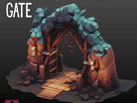 Medieval Gate STL Detailed Archway Design Modelo de Impressão 3D