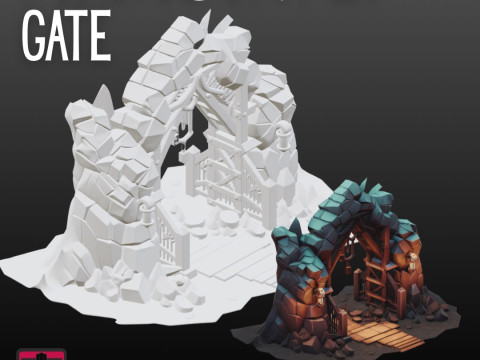 Medieval Gate STL Detailed Archway Design 3D Druckmodell