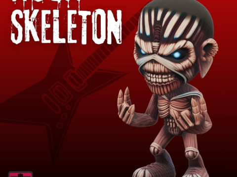 Rock Chibi Skeleton STL Iron Maiden Inspired Design Modelo de Impressão 3D
