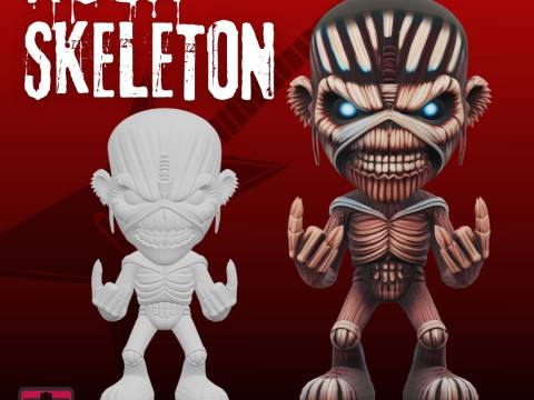 Rock Chibi Skeleton STL Iron Maiden Inspired Design 3D Druckmodell
