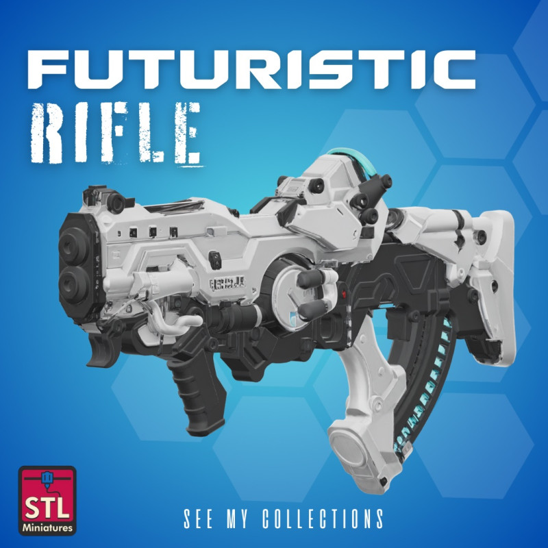 Futuristic Rifle STL Sci-Fi Gamer Weapon Modello di stampa 3D .c4d .max .obj .3ds .fbx .stl .blend