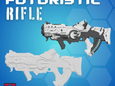 Futuristic Rifle STL Sci-Fi Gamer Weapon 3D Print Model
