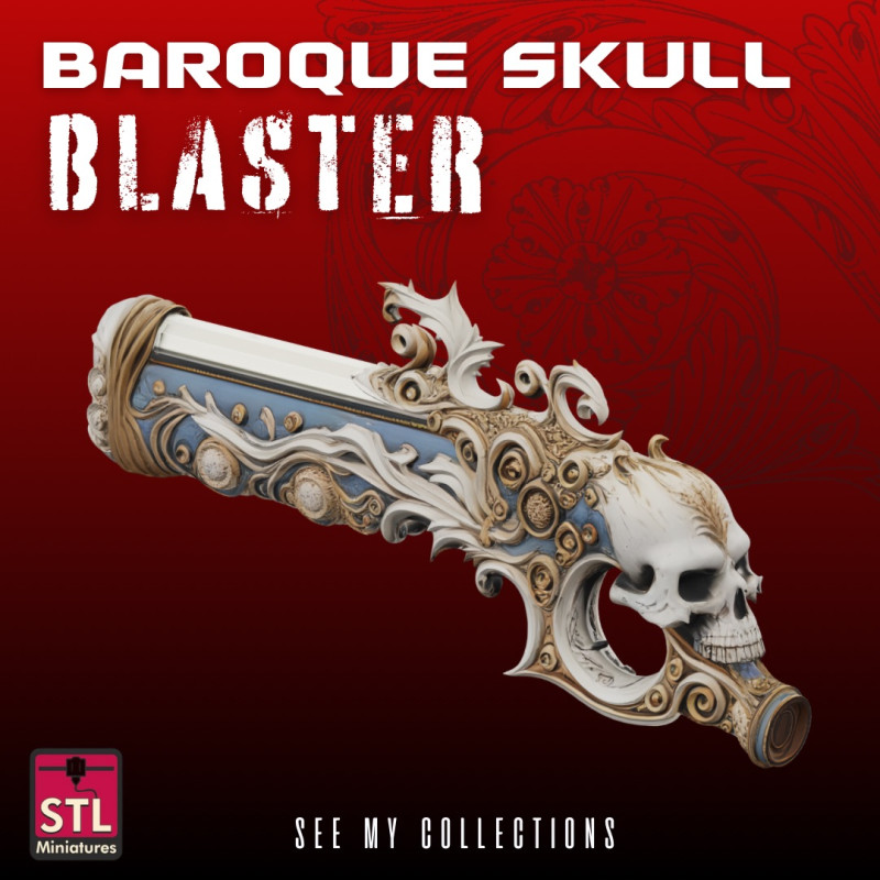 Baroque Skull Blaster STL Fantasy Concept Design Model Cetak 3D .c4d .max .obj .3ds .fbx .stl .blend 