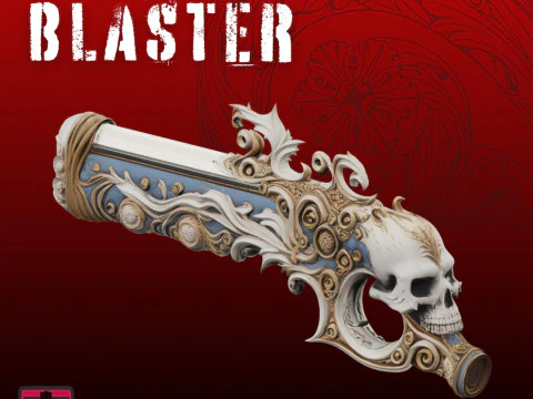 Baroque Skull Blaster STL Fantasy Concept Design 3D Print Model