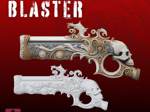 Baroque Skull Blaster STL Fantasy Concept Design 3D Print Model