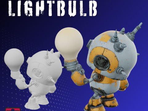 Post-War Robot STL Curious Design with Lightbulb 3D Принт Модель