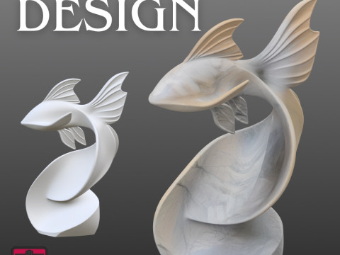 Abstract Fish Sculpture STL Modern Wave Design Model Cetak 3D