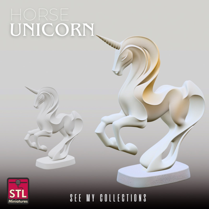 Modern Unicorn Sculpture STL Stylized Horse Design 3D Принт Модель .c4d .max .obj .3ds .fbx .stl .blend 