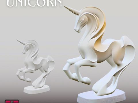 Modern Unicorn Sculpture STL Stylized Horse Design Model Cetak 3D
