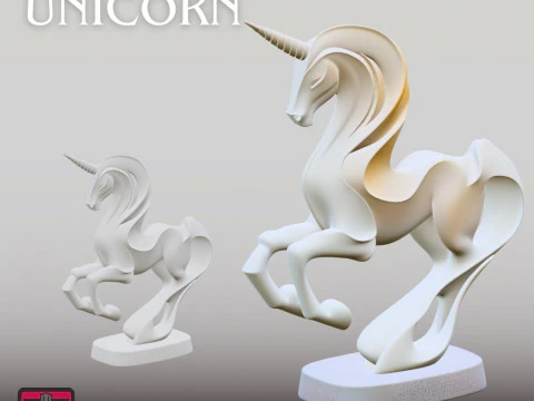 Escultura moderna de unic&oacute;rnio STL estilizado design de cavalo Modelo de Impressão 3D