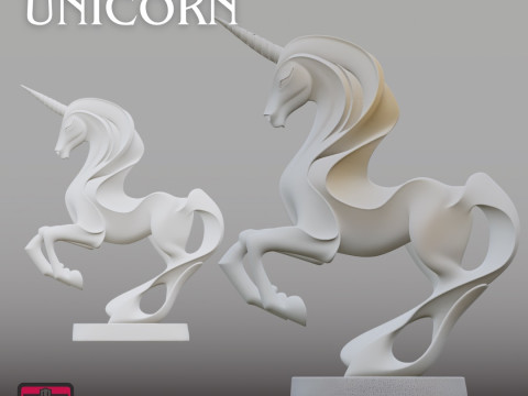 Modern Unicorn Sculpture STL Stylized Horse Design 3D Принт Модель